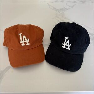 Qty 2- 47 brand Los Angeles Dodgers hat. Brown and black.